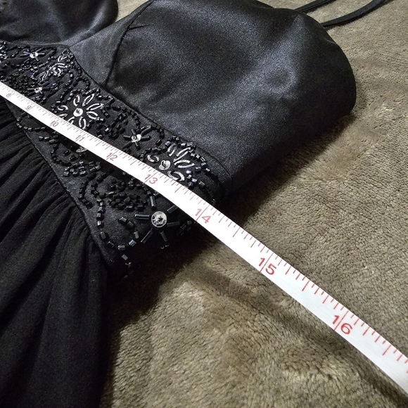 OC by Oleg Cassini ✦ Silk Cocktail Dress ✦ Crystal Lace-Up Drop Waist Black 2 - Picture 11 of 17